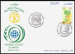 Egypt First Day Cover 1996 World Food Summit Rome - 15 P STAMP ON FDC - Briefe U. Dokumente