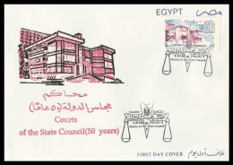 Egypt First Day Cover 1996 Courts Of The State Council 50 Years - 15 P STAMP ON FDC - Brieven En Documenten