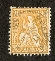 3316  Swiss 1862   Mi.#24 (o) Scott.#45    Cat. 3.50€ -Offers Welcome!- - Used Stamps