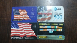 U.s.a-flag-prepiad Card-( Set 2)-fone World+direct+direct U.s.a-(4card Prepiad)-10$-used One Card+2 Card Preoiad Free - Other & Unclassified