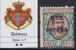 Italia - 1919 Dalmazia -  Sassone N.1 - MNH** - Gomma Integra - Dalmatia