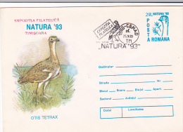 3855A BIRD IN THE GRASS,OTIS TETRAX,1993,POSTAL STATIONEY,ROMANIA - Albatros