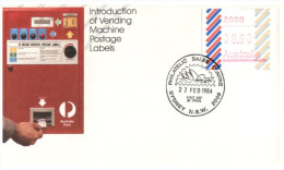 (678) Australia FDC Cover - 1984 - Vending Machine Postage Labels (set Of 7 Cover) - Vignette [ATM]
