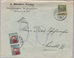 Heimat BE LENK 1925-12-12 Strafporto 2x10Rp. Brief Aus Zweisimmen - Taxe