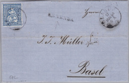 Heimat GL ENNENDA 1864-05-12 Glarus Langstempel Brief Ohnen Inhalt Nach Basel - Lettres & Documents