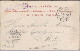 Schweiz Heimat Feldpost 1904-11-11 Division IV Schützen Bataillon Auf AK - Documents