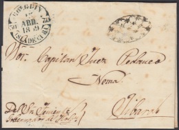 PREFI-295 CUBA SPAIN ESPAÑA. STAMPLESS. PREFILATELIA. 1859. CARTA CON MARCA BAEZA HOLGUIN EN VERDE. - Prephilately