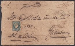 1857-H-129 CUBA ESPAÑA SPAIN. ANTILLAS. ISABEL II. 1857. Ed.7. MEDIO REAL. MARCA FECHADOR HABANA Y PARRILLA LINEAS. - Vorphilatelie