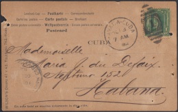 1899-H-89 CUBA. US OCCUPATION. 1902. Ed.30. 1c. TARJETA POSTAL. MARCA POSTAL DUPLEX HABANA- CUBA 1. - Préphilatélie