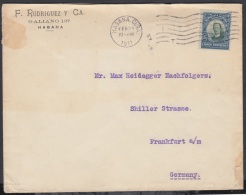 1910-H-35 CUBA. REPUBLICA. 1910. SOBRE COMERCIAL A ALEMANIA. GERMANY. 5c BICOLOR CENTRO DEPLAZADO A LA DERECHA. - Prephilately