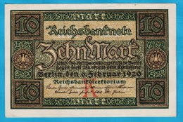 DEUTSCHES REICH 10 MARK 06.02.1920 LETTER K  Alpha X.6742353   P#67a - 10 Mark