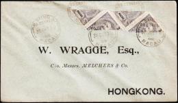 1910. 4x 3 Cents Bisected On Beautiful Small Cover To Hong Kong From MACAU 31-OUT. 10. ... (Michel: ) - JF107524 - Autres & Non Classés