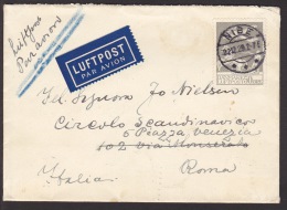 1929. Air Mail. 50 øre Grey. Solo On Cover From NIBE 22.12.29 To Roma. Arrivalcancel RO... (Michel: 180) - JF102005 - Luchtpostzegels