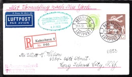 1931. Air Mail. Deutscher Schleuderflug DAMPFER EUROPA ... NEW-YORK 4.7.1931 Green Oval... (Michel: 181) - JF103167 - Poste Aérienne