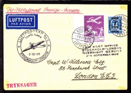 1928. Air Mail. 15 øre Lilac And 7 ØRE/4 ØRE.KØBENHAVN LUFTPOST 2 3.9.28 AIR POST OFFIC... (Michel: 144) - JF103844 - Aéreo