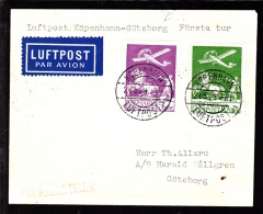1929. Air Mail. 15 øre Lilac And 10 øre Green. KØBENHAVN LUFTPOST 2 21 5 29 GÖTEBORG 21... (Michel: 144) - JF103837 - Luchtpostzegels