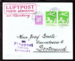 1925. Air Mail. 10 øre Green In Pair And 15 øre On Cover Luftpost To Dortmund Via Hambu... (Michel: 143) - JF103827 - Luftpost
