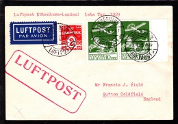 1929. Air Mail. 2 øre + 10 Øre Green Pair With Variety (pos. 23) (AFA 144y). KØBENHAVN ... (Michel: 143 (AFA 144y)) - JF - Luchtpostzegels