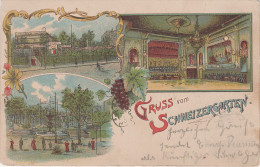 Litho AK Berlin Gruss Schweizergarten Gasthaus Restaurant Prenzlauer Berg Friedrichshain Bötzowviertel Neukölln Pankow - Prenzlauer Berg