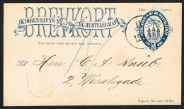 KJØBENHAVNS BYPOST. 1881. -BREVKORT 3 Øre Blue. Ikke Expres. Sent To Wesselsgade. N Mar... (Michel: ) - JF104022 - Emissioni Locali