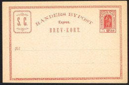 RANDERS BYPOST. 1888. Expres BREV-KORT 5 ØRE Red. Format 138 X 92 Mm. (Michel: ) - JF104034 - Ortsausgaben