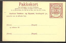 AARHUS TELEFON & BYPOST. 1884. PAKKEKORT (Parcel Card) 15 øre Red. Beautiful Unused Card. (Michel: ) - JF170727 - Local Post Stamps