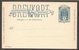 KJØBENHAVNS BY- OG HUSTELEGRAF. 1884. BREVKORT (Post Card) 3 øre Blue ”3die Oplag”. Bea... (Michel: ) - JF170810 - Emissions Locales