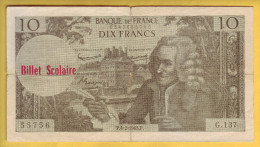 Billet  Scolaire. 10 Francs Voltaire - - Ficción & Especímenes