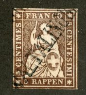 3447  Swiss 1855   Mi.#13 IIBys (o) Zum.#22D  Scott #25  Cat. 32.€ -Offers Welcome!- - Oblitérés