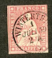 3453  Swiss 1858   Mi.#15 IIBym (o) Zum.#24G  Scott #38a  Cat. 55.€ -Offers Welcome!- - Oblitérés