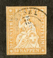 3467  Swiss 1858/62   Mi.#16 IIBym (o) Zum.#25G  Scott #39b  Cat. 65.€ -Offers Welcome!- - Gebruikt