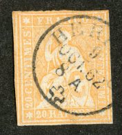 3468  Swiss 1858/62   Mi.#16 IIBym (o) Zum.#25G  Scott #39b  Cat. 65.€ -Offers Welcome!- - Gebruikt