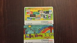 Italia-chiama Gratis-(2card Prepiad Mint-5+10 Minuti)-(tirage50.000 And 80.000)+1 Card Prepiad Free - Pubbliche Pubblicitarie