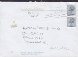 Great Britain Airmail AMSTERDAM SONESTA HOTEL Cachet 1987 Cover To BALLERUP Denmark 2x 17p. QEII Stamps - Cartas & Documentos