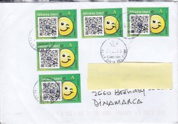 Spain LA SELVA DEL CAMP 2015 Cover Letra To BRØNDBY STRAND Denmark 5x Smiling Stamps - Covers & Documents