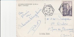 OBLITERATION OCTOGONALE PERLEE -SCHARRABERGHEIM -BAS -RHIN -ANNEE 1955 SUR CARTE PHOTO - 1921-1960: Moderne