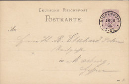 Germany Reichspost Postal Stationery Ganzsache Entier 5 Pf. Deluxe BIEDENKOPF Hesse 1886 To MARBURG (2 Scans) - Briefkaarten