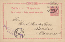 Germany Reichspost Postal Stationery Ganzsache Entier BECHTEL & SCHNOCK, BREMEN 1891 Denmark (2 Scans) - Briefkaarten