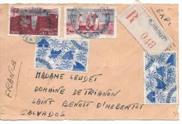 FACADE  LETTRE.  RECOMMANDE  DJIBOUTI. COTE FRANCAISE DES SOMALIES . N°243X2..N° 279-282..tarif 1948. - Posta Aerea