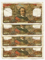 P France 100 Francs "" CORNEILLE "" 1968  - 4 Billets - 100 F 1964-1979 ''Corneille''