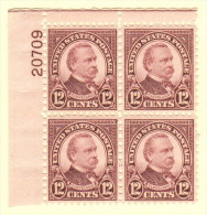 USA SC #693 MNH PB4  1931 12c Cleveland #20709,CV $35.00 - Plattennummern