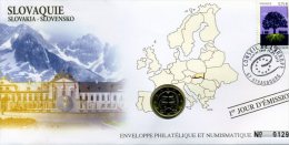 ENVELOPPE  1er JOUR + 2 EUROS 2009  !!!! - Slovakia