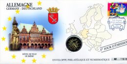 ENVELOPPE  1er JOUR + 2 EUROS 2010  !!!! - Deutschland