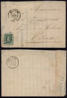 Belgium 1870 Postal History Rare Cover + Content Bruges To Ostende - Cigar Tobacco DB.235 - Enveloppes