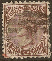 NZ 1874 3d FSF P10x12.5 SG 161 U #KK53 - Used Stamps