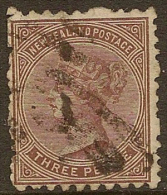 NZ 1874 3d FSF P10x12.5 SG 161 U #KK52 - Used Stamps