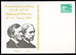 DDR PP18 D2/036 Privat-Postkarte WAGNER LISZT Wittenberg 1986  NGK 3,00 € - Private Postcards - Mint