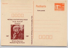 DDR P86I-2-87 C4 PRIVATER ZUDRUCK 100 J. ESPERANTO ZAMENHOF Halle 1987 - Private Postcards - Mint