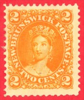 Canada New Brunswick # 7 - 2 Cents - Mint - Dated  1860 - Queen Victoria /  Nouveau Brunswick - Unused Stamps