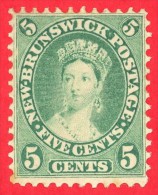 Canada New Brunswick # 8 - 5 Cents - Mint N/H - Dated  1860 - Queen Victoria /  Nouveau Brunswick - Unused Stamps